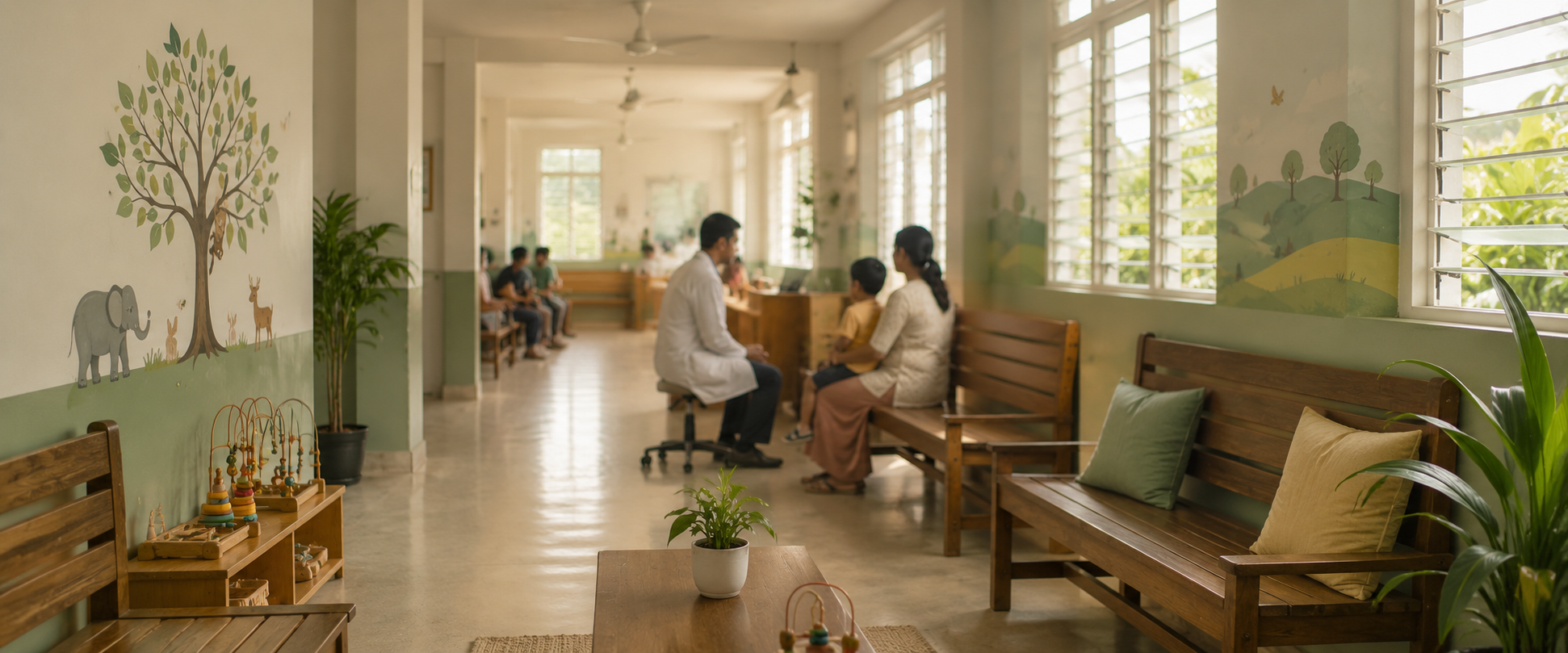 A paediatric clinic waiting area in Sri Lanka.